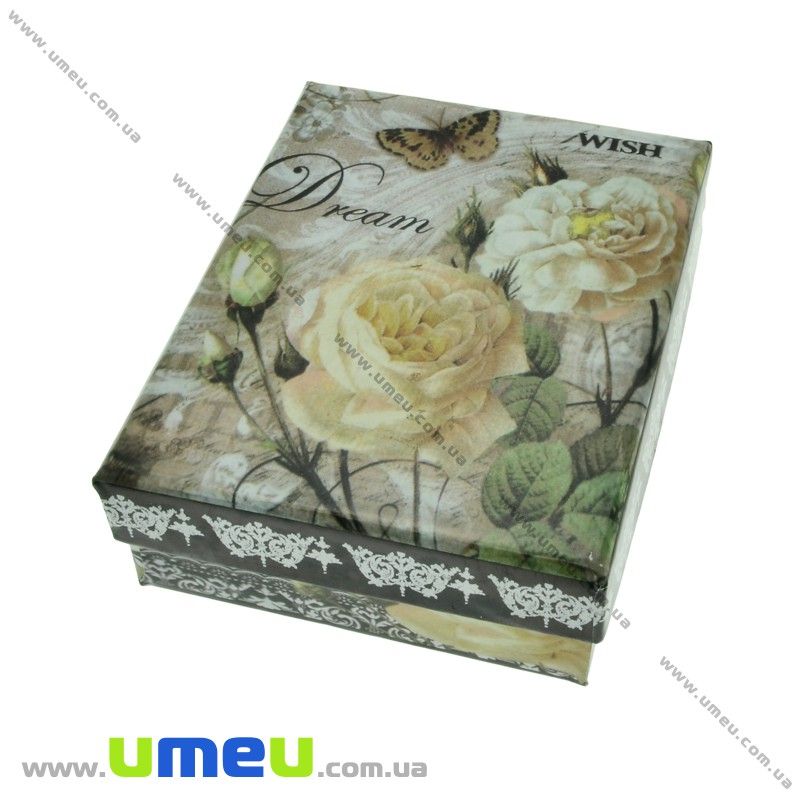Подарункова коробочка Прямокутна з малюнком, 9х7х3 см, Сіра (UPK-023159)