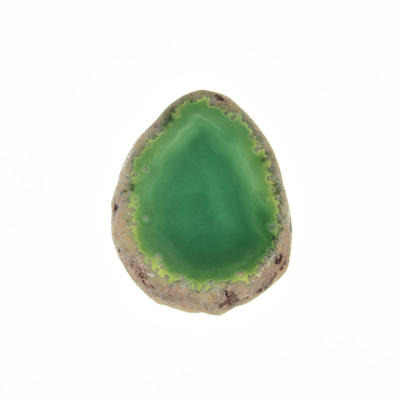 Зріз Агата без отвору, Зелений, 56х41 мм (POD-009369)