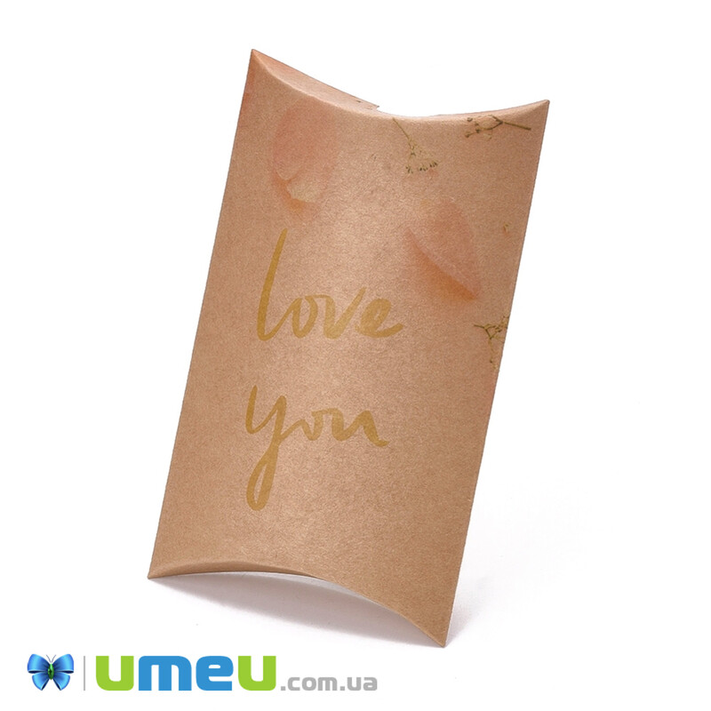 Збірна картонна коробочка, 12,5х8 см, Крафт, Love you (UPK-042929)