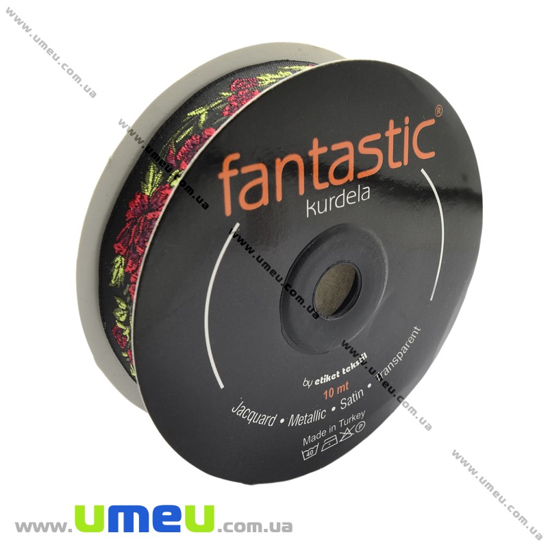 Тасьма Fantastic квіти, 25 мм, Червона (LEN-010954)