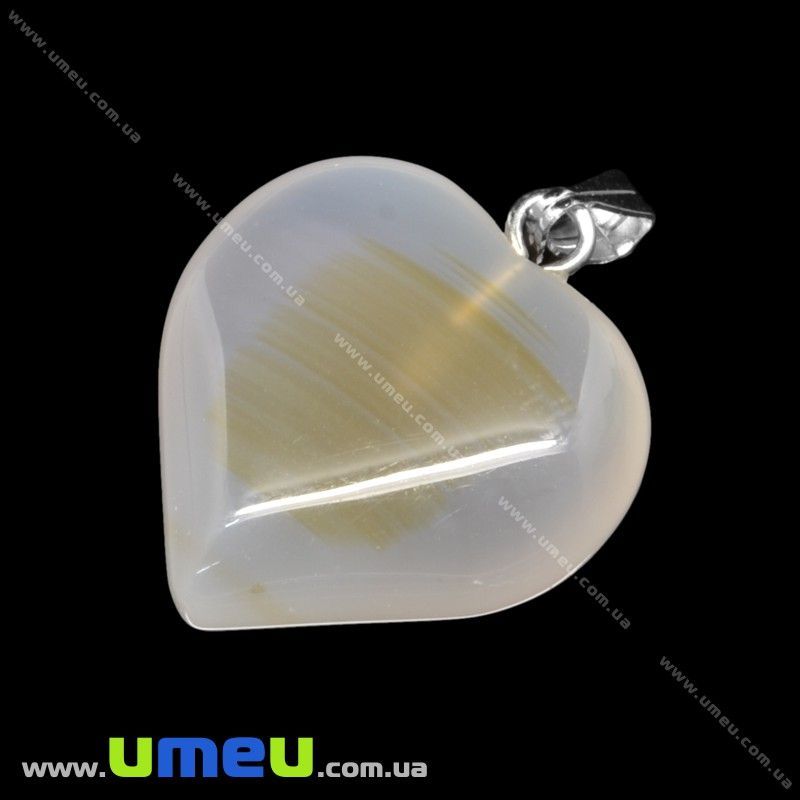 Підвіска Серце з натурального каменю, Агат, 25х18 мм (POD-004140)