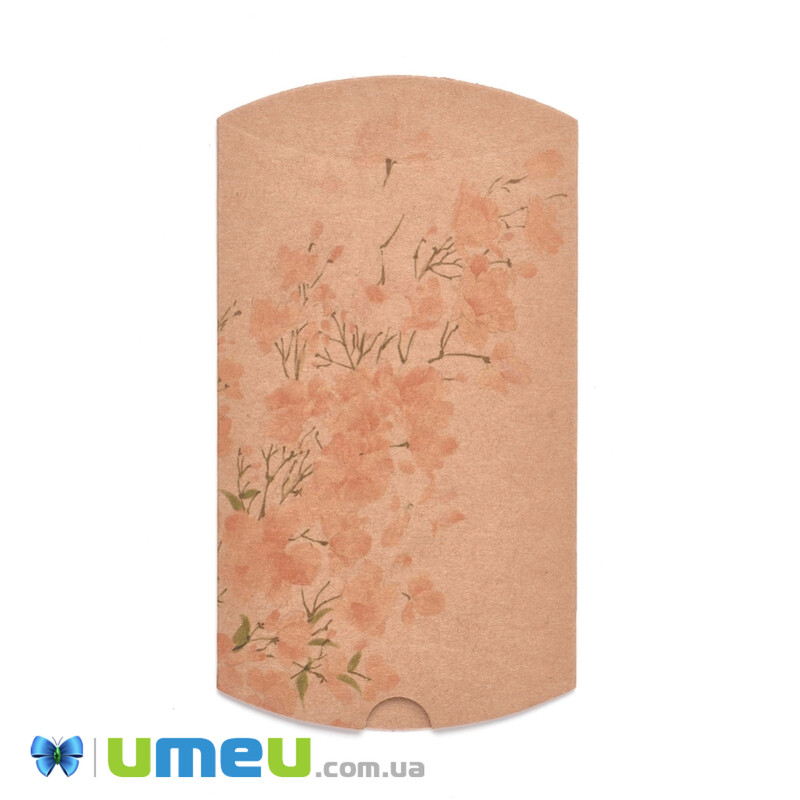 Збірна картонна коробочка, 12,5х8 см, Крафт, Квіти (UPK-042927)