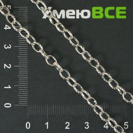 Ланцюг, Світле срібло, 7х4 мм (ZEP-000426)