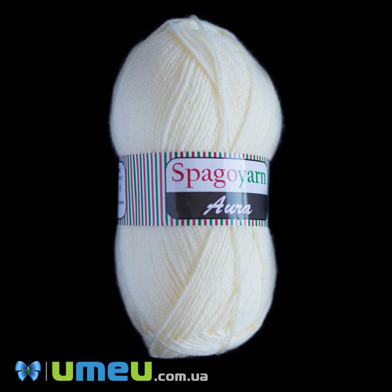 Пряжа Spagoyarn Aura 100 г, 300 м, Біла 0201 (YAR-043291)