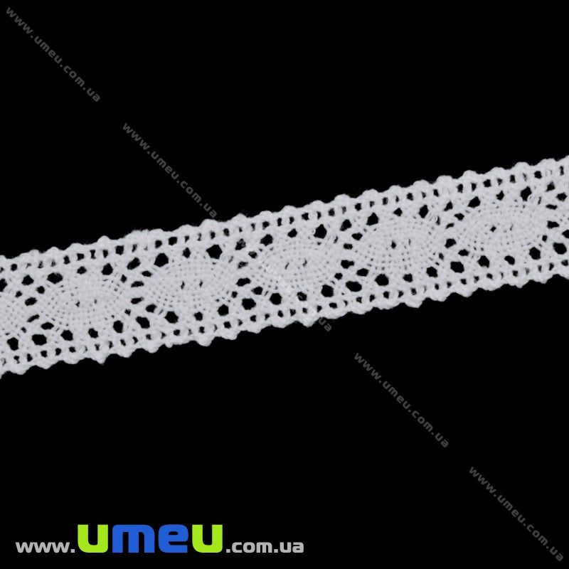 Мереживо бавовняне, 16 мм, Біле (LEN-016160)