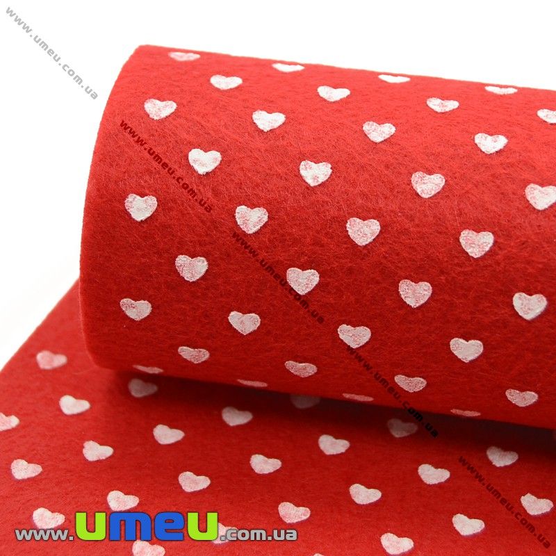 Фетр Сердечки 1 мм, 20х30 см, 101 Красный (FLT-011534)