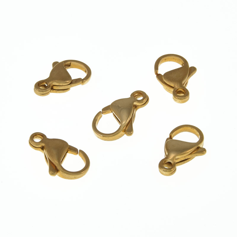Замки-карабины из нержавеющей стали, 13х8 мм, Золото (STL-057073)
