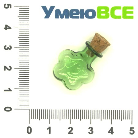 Скляна баночка Квітка, Зелена, 24х20 мм (DIF-006697)