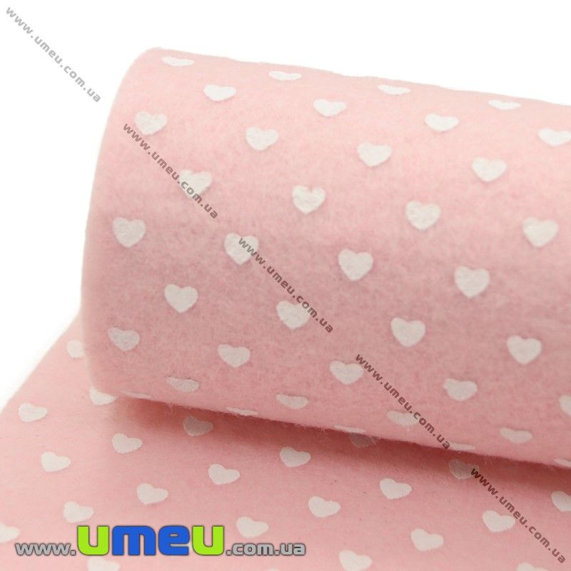 Фетр Сердечки 1 мм, 20х30 см, 104 Розовый (FLT-011543)