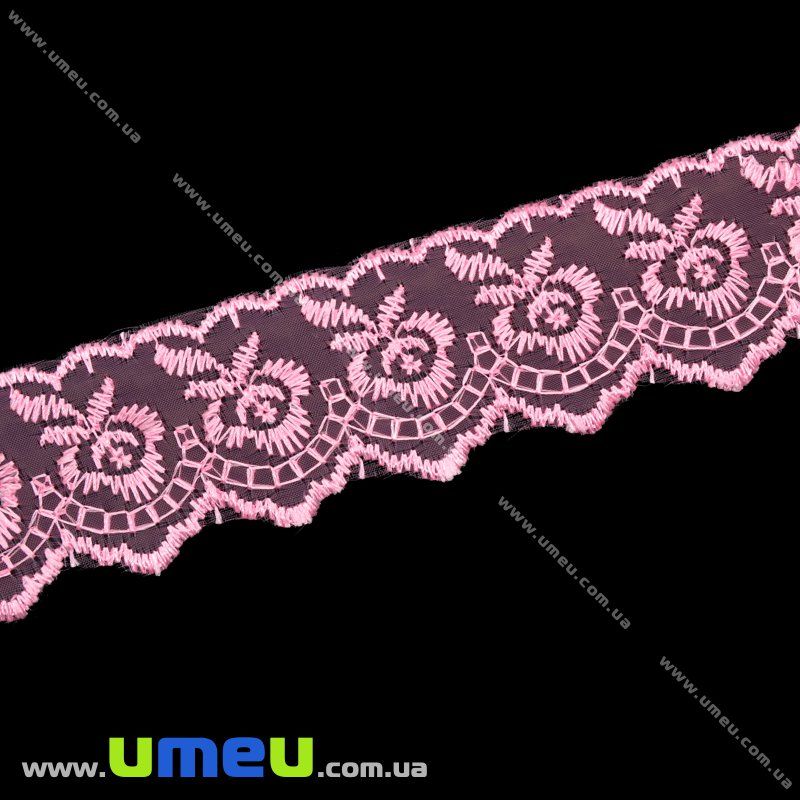 Кружево органза Яблочко, 40 мм, Розовое (LEN-010445)