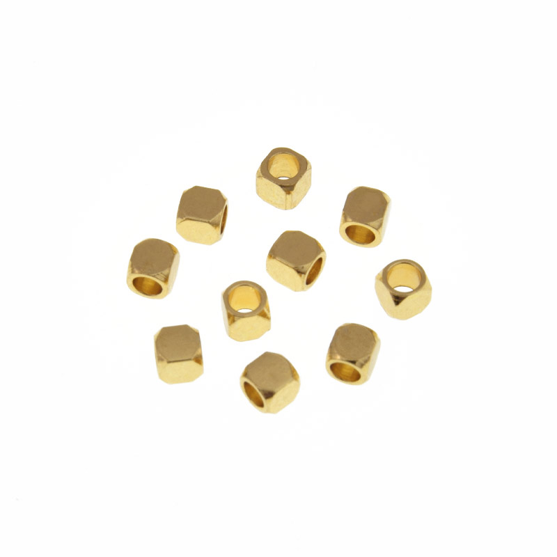 Бусины из нержавеющей стали Куб, 2,2х2х2 мм, Покрытие 18kt (STL-062547)