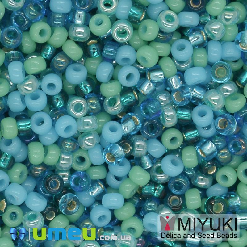 Бісер японський Miyuki круглий RR 11/0 №MIX91, Мікс бірюзовий (BIS-045563)