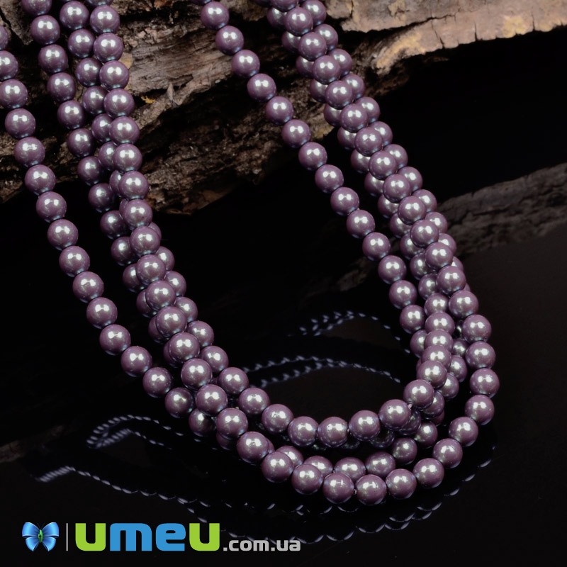 Бусины чешское стекло Preciosa Жемчуг 4 мм Pearlescent Violet, Сиреневые (BUS-049420)
