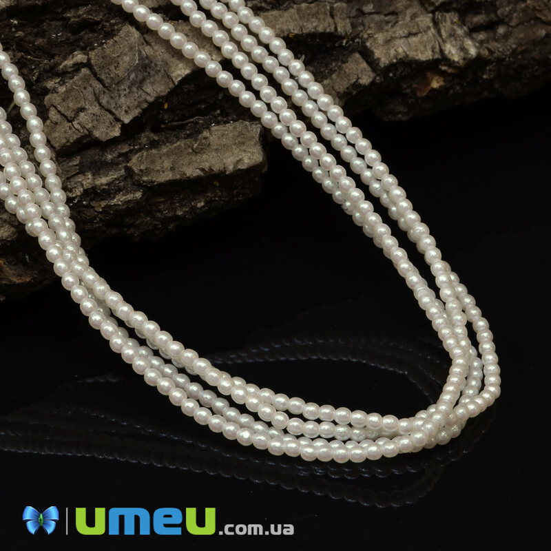 Бусины чешское стекло Preciosa Жемчуг 2 мм Pearlescent White, Белые (BUS-042279)