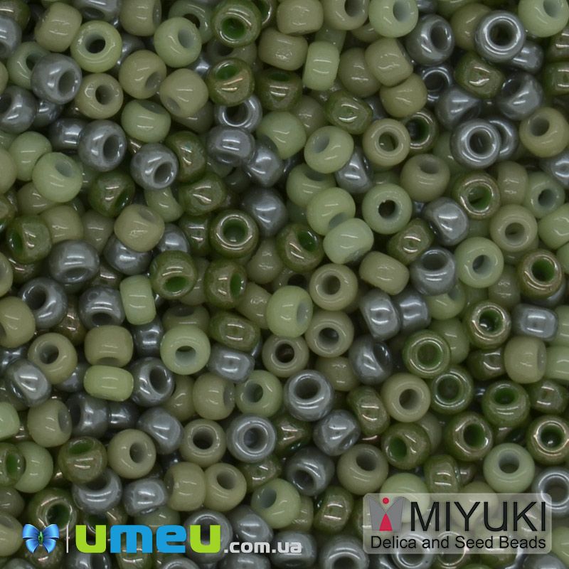 Бісер японський Miyuki круглий RR 11/0 №MIX95, Мікс зелений (BIS-045565)