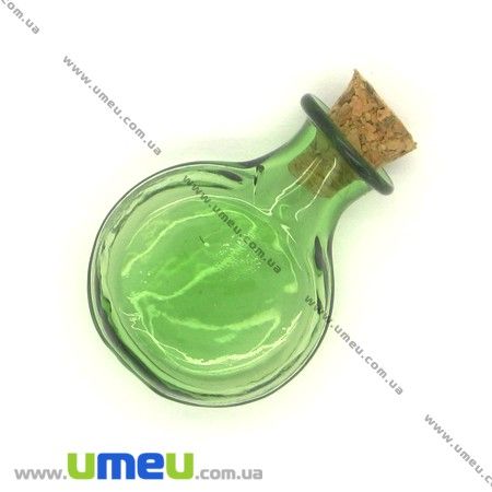 Скляна баночка Кругла, Зелена, 20х27 мм (DIF-006696)