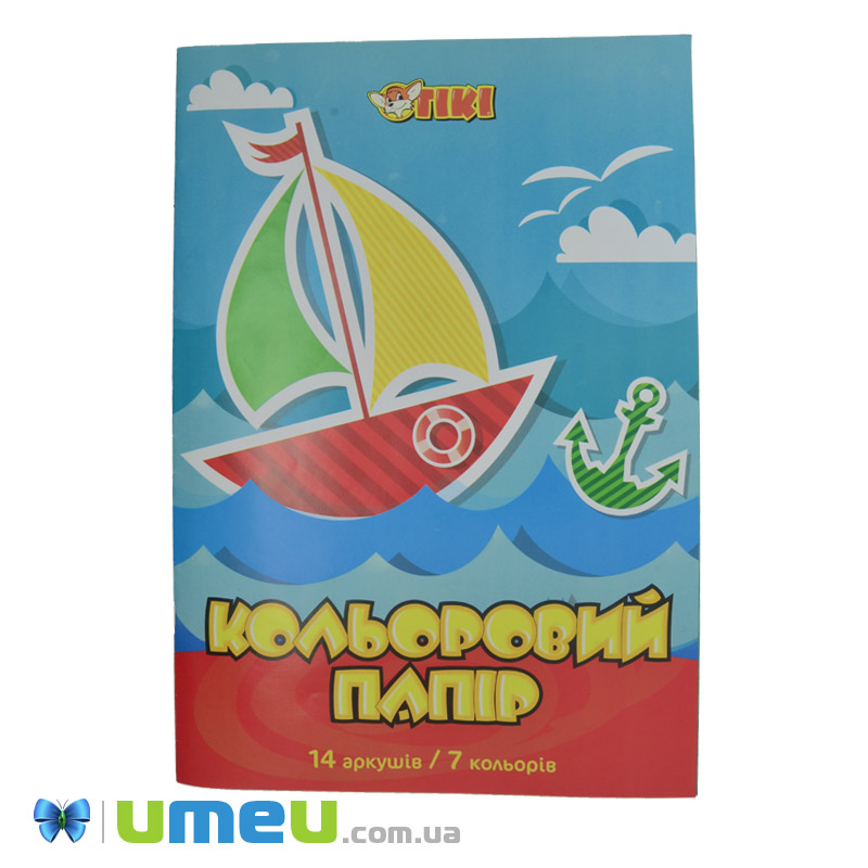 Папір кольоровий одностороння TIKI, А4, 7 кольорів, 14 листів, 55 г / м2 (DIF-039406)