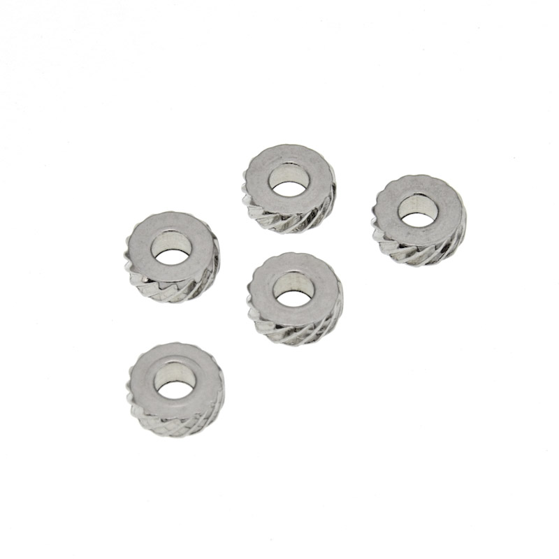 Бусины из нерж. стали Круглые плоские, 5х2 мм, Темное серебро (STL-062540)