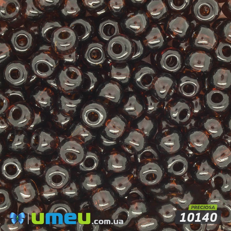 Бісер чеський 2/0, №10140, Коричневий темний, Прозорий (BIS-044908)