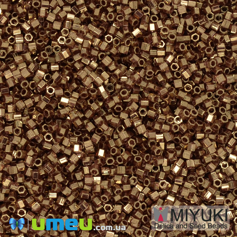 Бісер японський Miyuki Delica Hex Cut 15/0 DBSC-0115, Червоно-золотистий (BIS-040122)