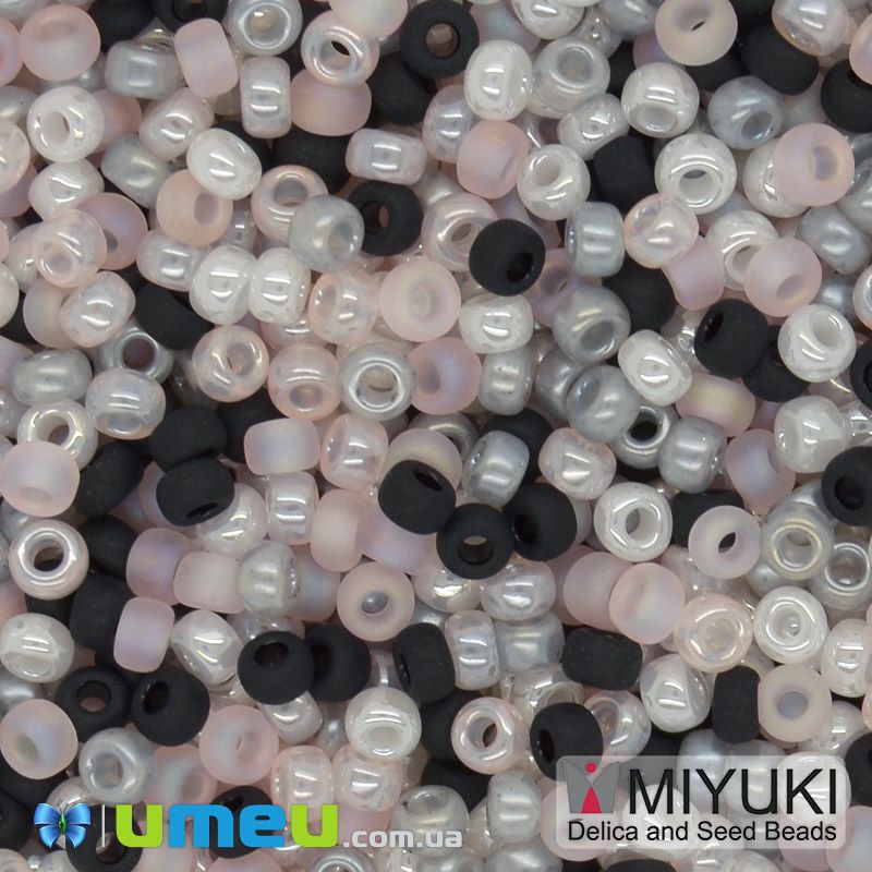 Бисер японский Miyuki круглый RR 11/0 №MIX97, Микс серый (BIS-045566)