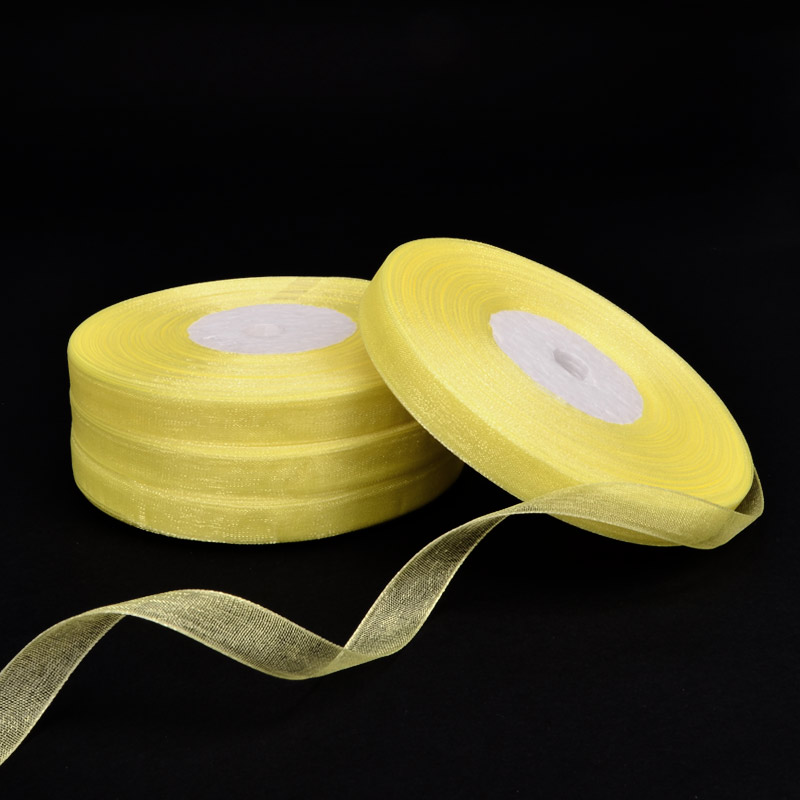 Стрічка з органзи, 10 мм, Жовта (LEN-054923)