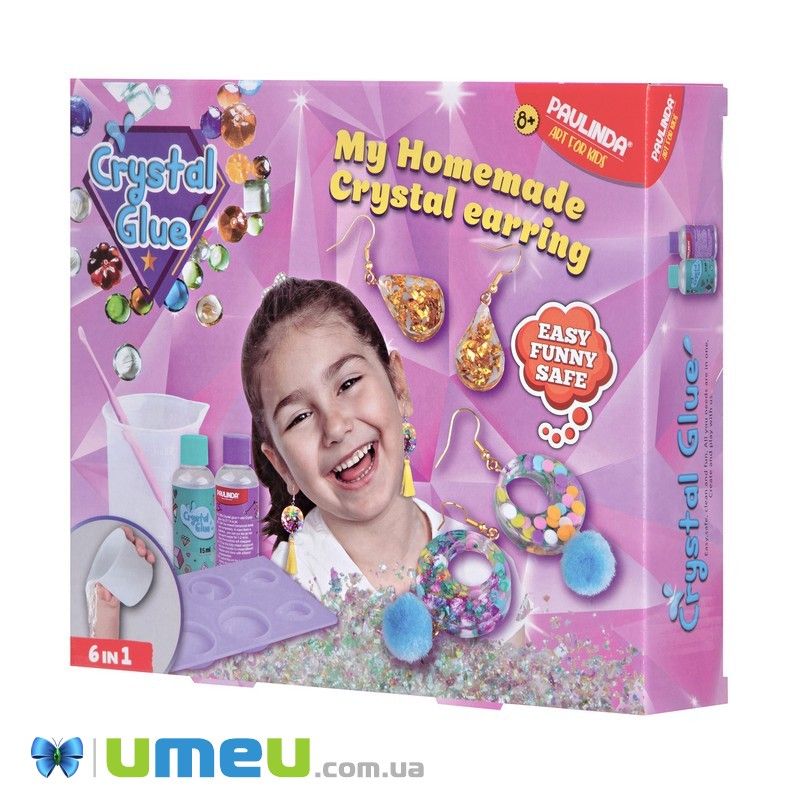 Набір для творчості Paulinda Crystal glue DIY "Сережки 6 в 1" (DIF-043484)