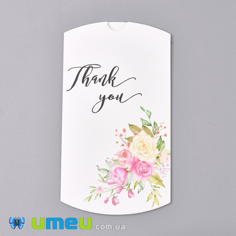 Збірна картонна коробочка, 12,5х8 см, Біла, Thank you (UPK-042935)