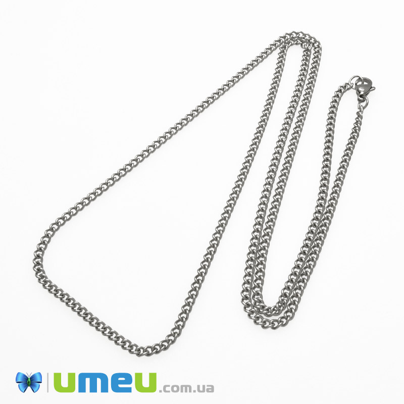 Основа на шию з нерж. ст., Темне срібло, 3 мм, 70 см (STL-049614)