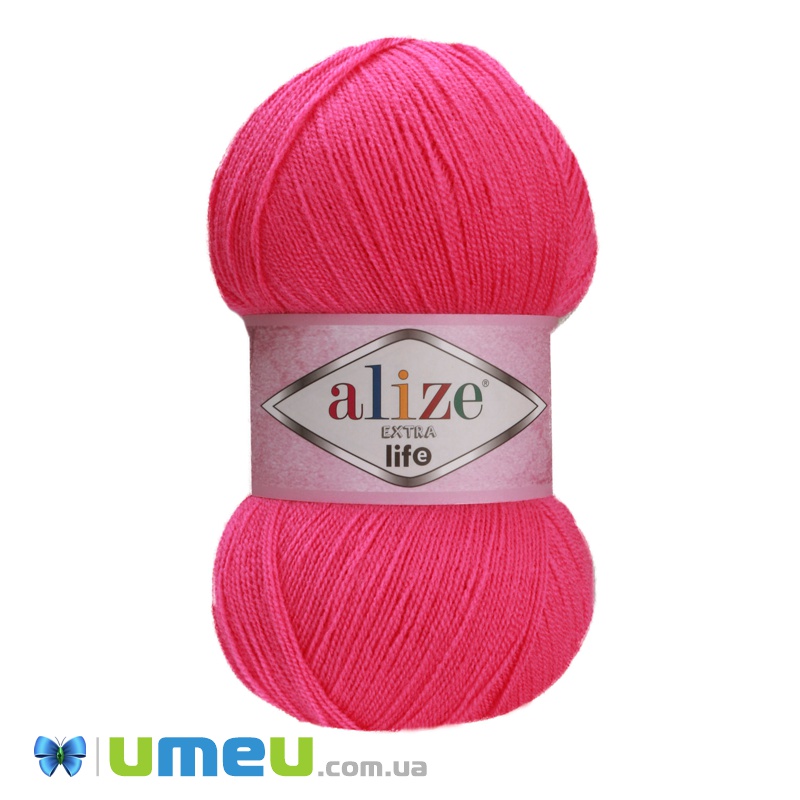 Пряжа Alize Extra Life 100 г, 480 м, Малинова 923 (YAR-038425)