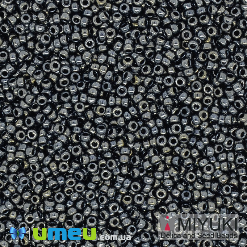 Бісер японський Miyuki круглий RR 15/0 №451, Мокрий асфальт (гематит) (BIS-039802)