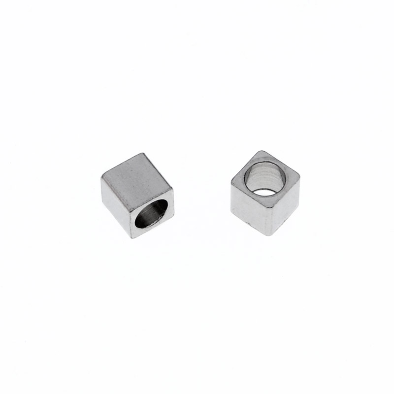Бусина из нержавеющей стали Куб, 3 мм, Темное серебро (STL-055610)
