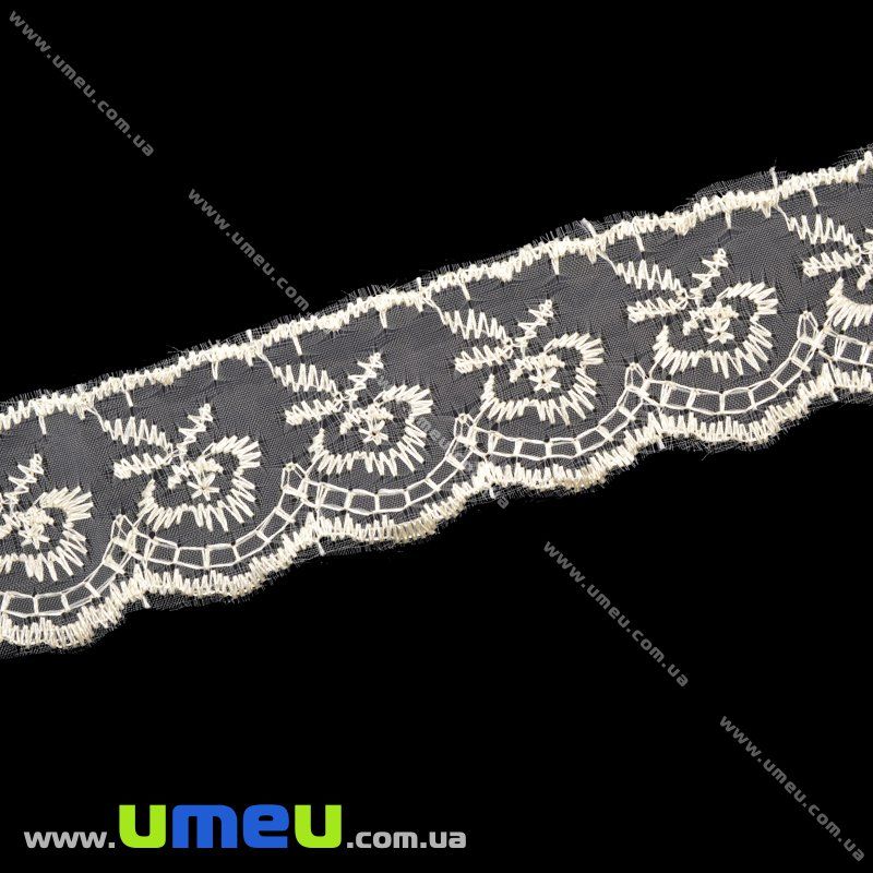Кружево органза Яблочко, 40 мм, Бежевое (LEN-010427)