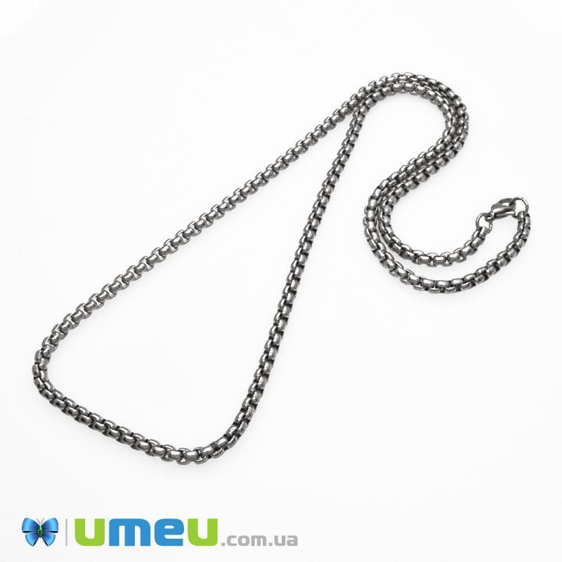 Основа на шию з нерж. ст., Темне срібло, 4 мм, 60 см (STL-049636)