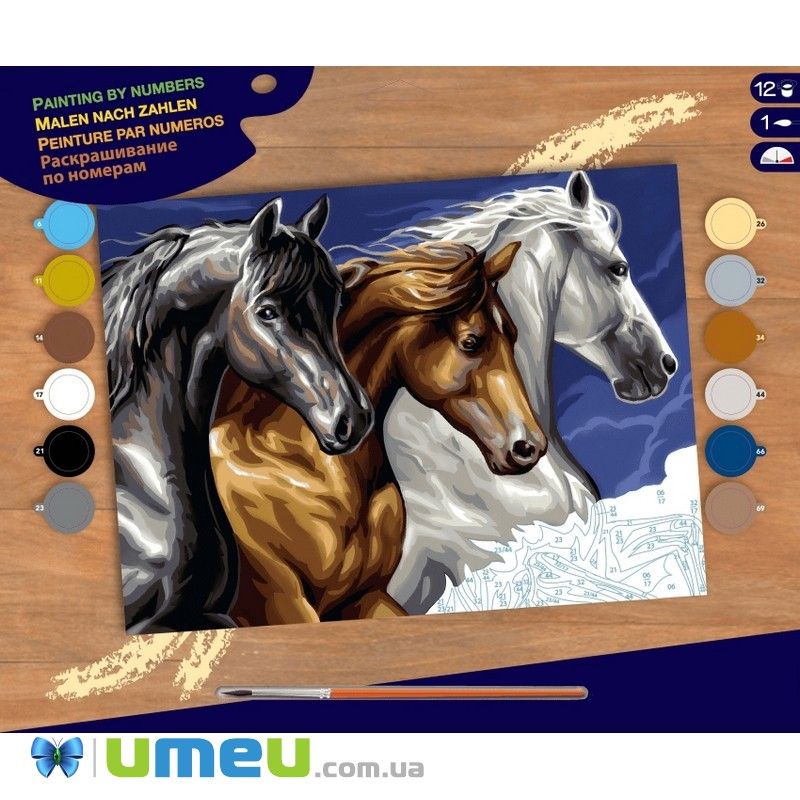 Набор для творчества Sequin Art PAINTING BY NUMBERS SENIOR Дикие лошади (DIF-043452)