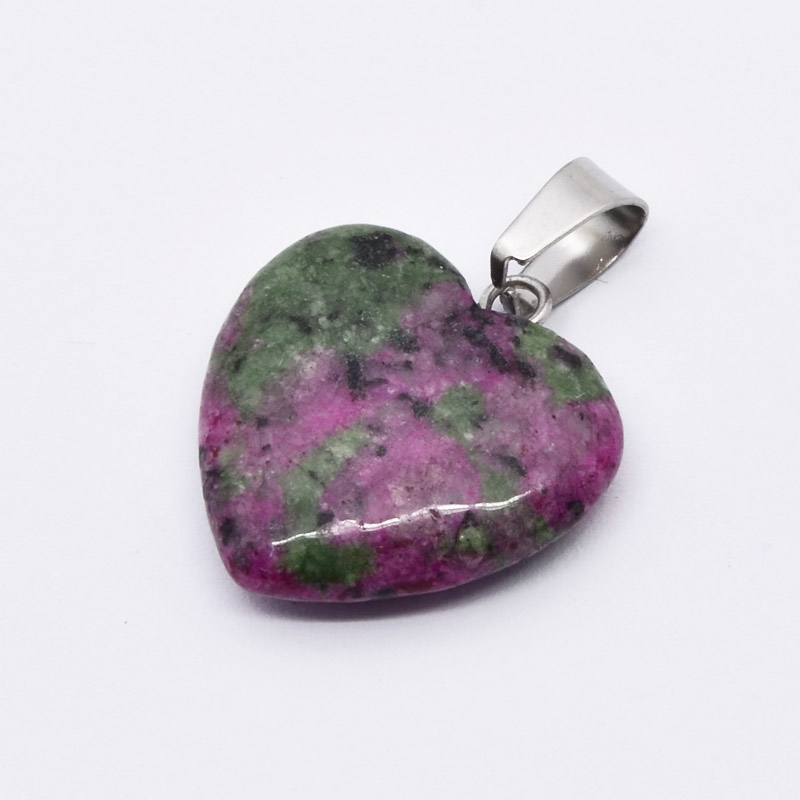 Підвіска Серце, Натур. камінь Цоїзит, 20х20 мм (POD-054327)