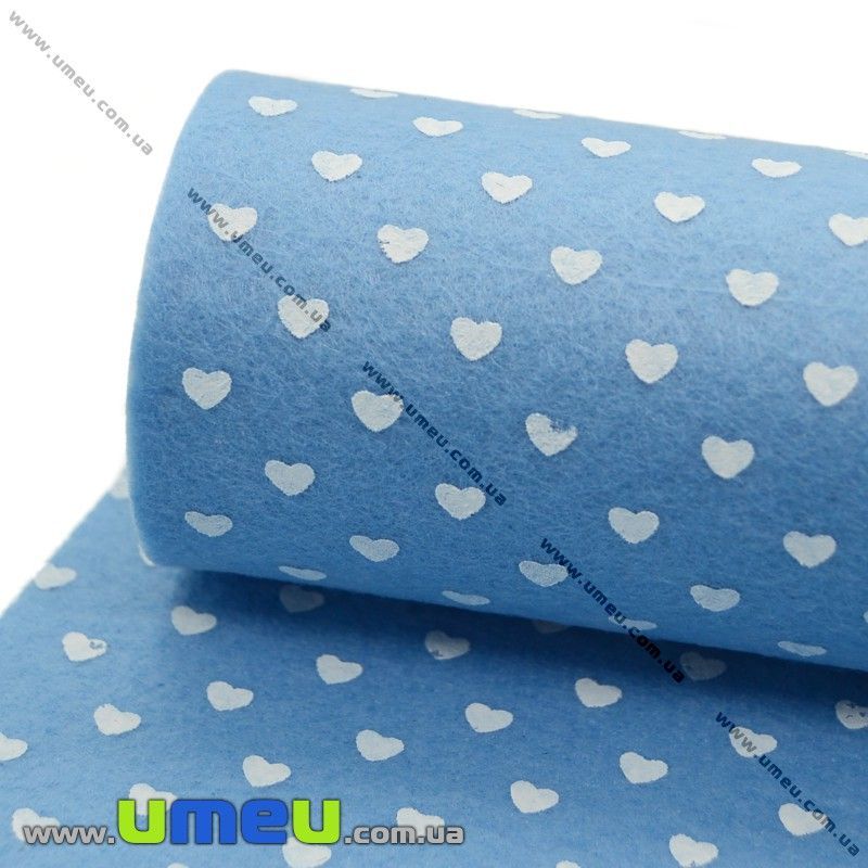 Фетр Сердечки 1 мм, 20х30 см, 106 Голубой (FLT-011549)