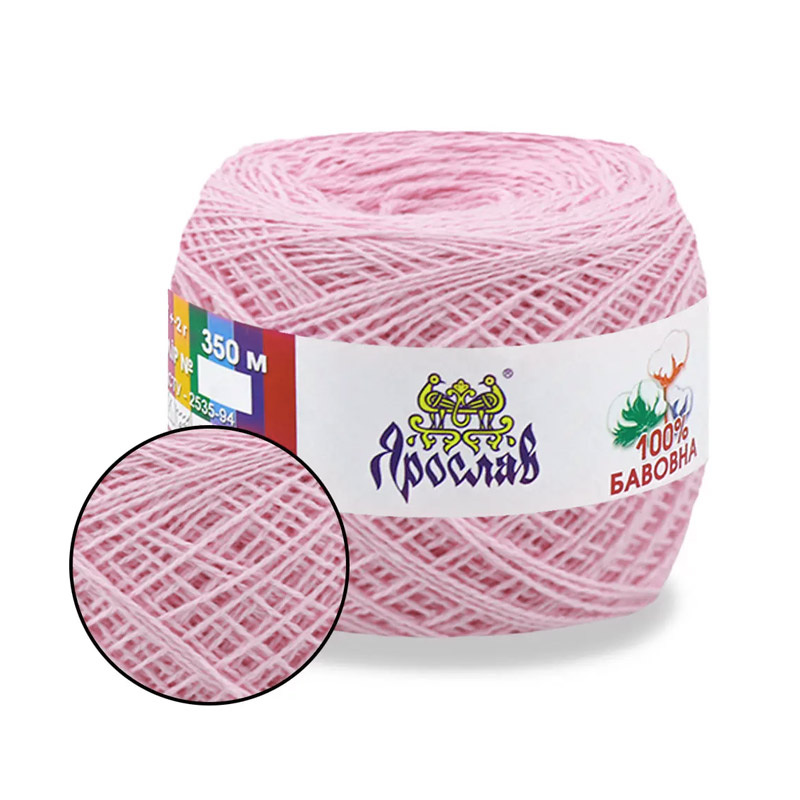 Пряжа Ярослав Бавовна 14/2, 50 г, 350 м, Рожева 02 (YAR-060198)