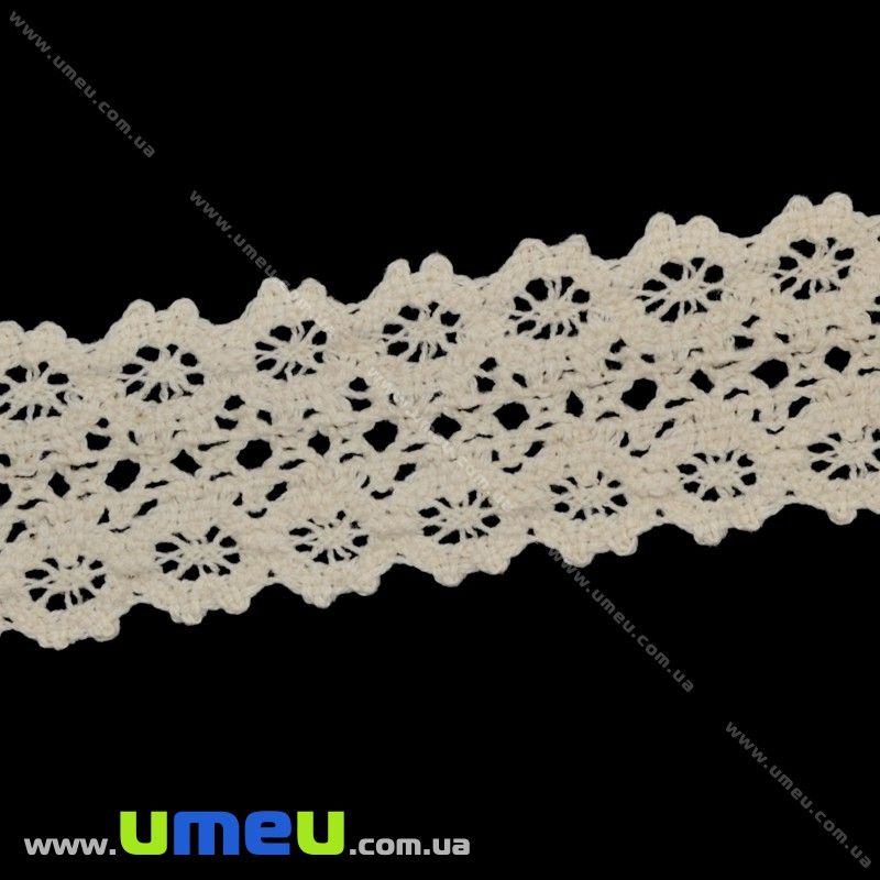 Мереживо бавовняне, 30 мм, Бежеве (LEN-016175)