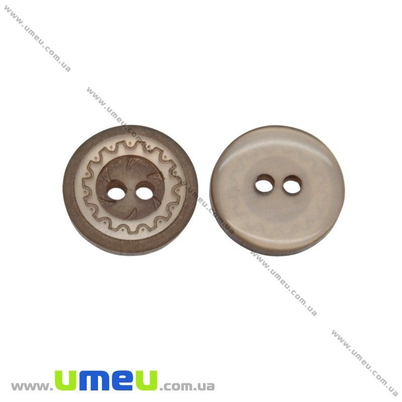 Гудзик пластиковий Круглий, 13 мм, Коричневий (PUG-016517)