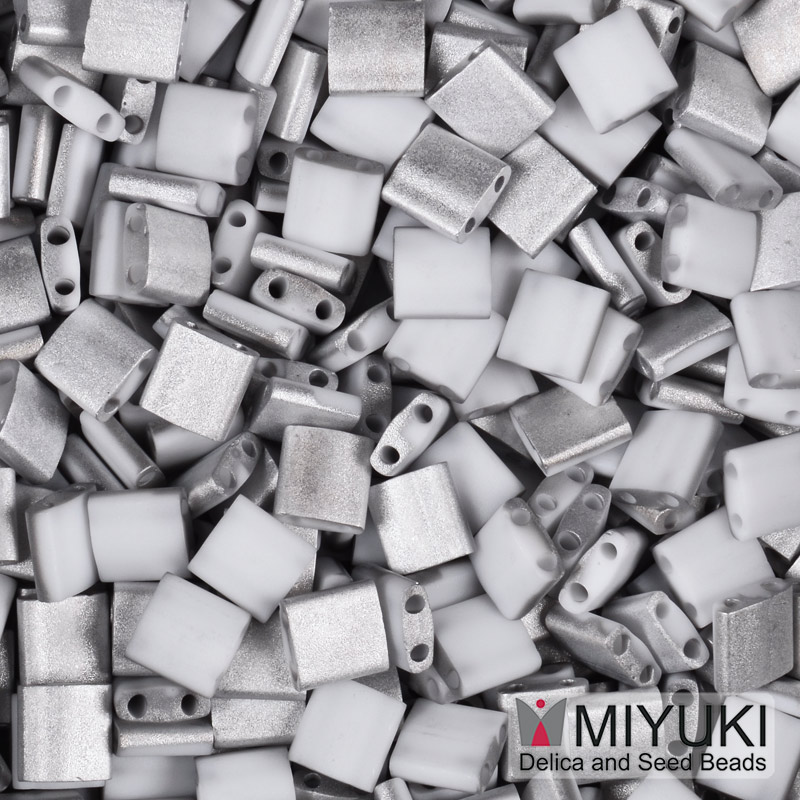 Бісер японський Miyuki TILA №4558, 5х5 мм, Сріблястий матовий двосторонній (BIS-053231)