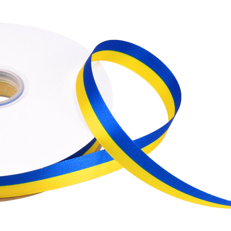 Атласна стрічка, 20 мм, Жовто-блакитна (LEN-051600)