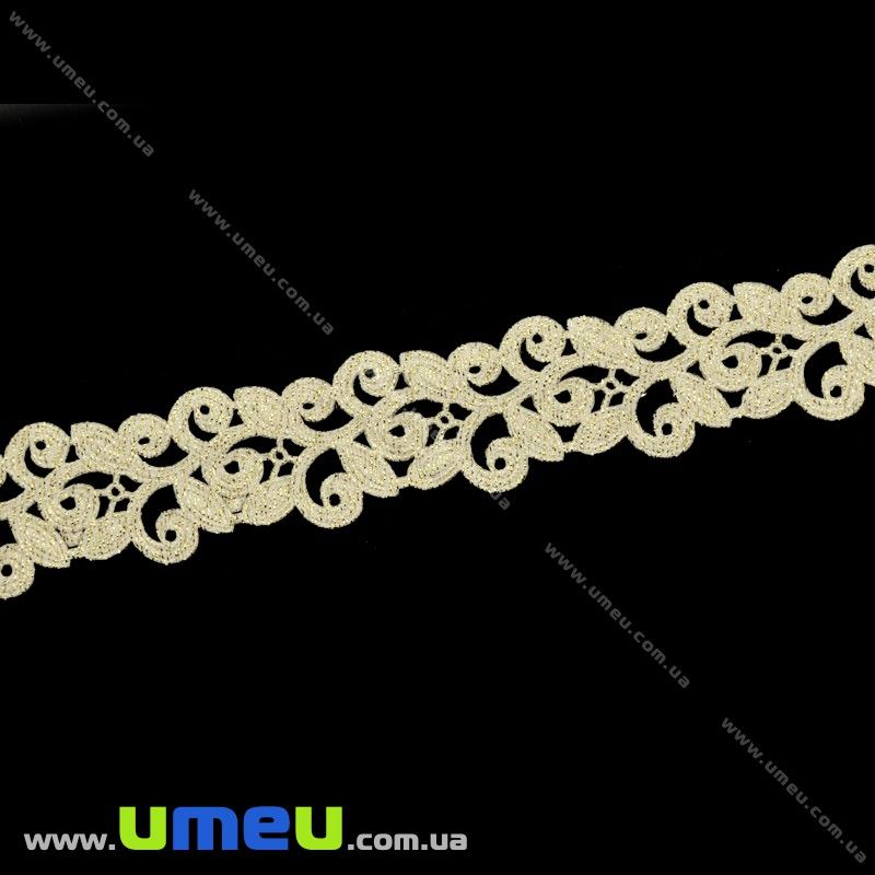 Тесьма тисненая Листики, 20 мм, Золотистая (LEN-022620)