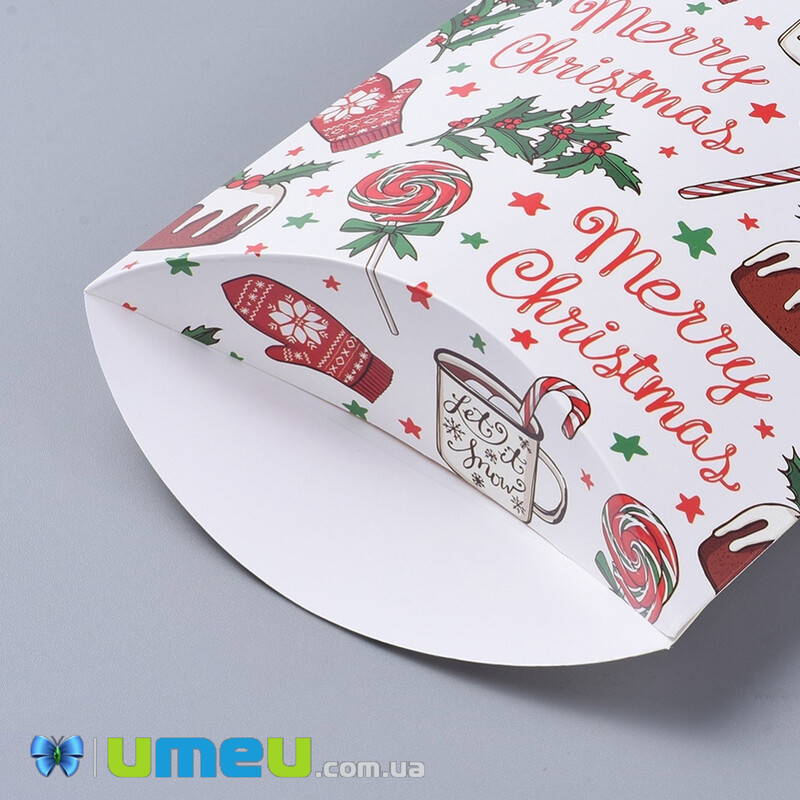 Збірна картонна коробочка, 16,5х14 см, Біла, Merry Christmas (UPK-042938)