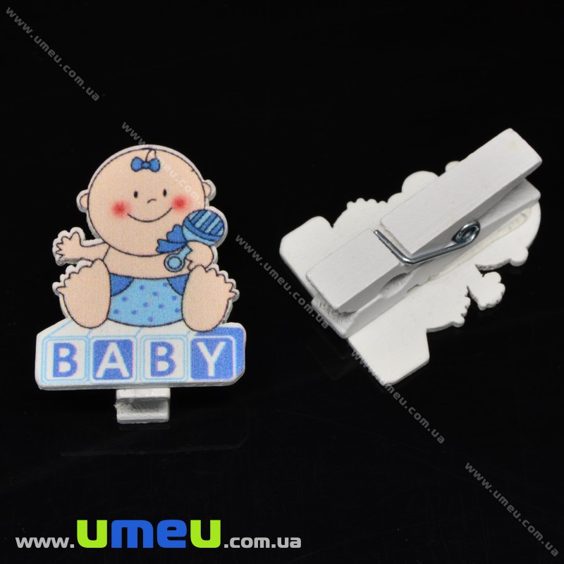 Декоративная прищепка Baby, 36х27 мм, Голубая (DIF-033348)