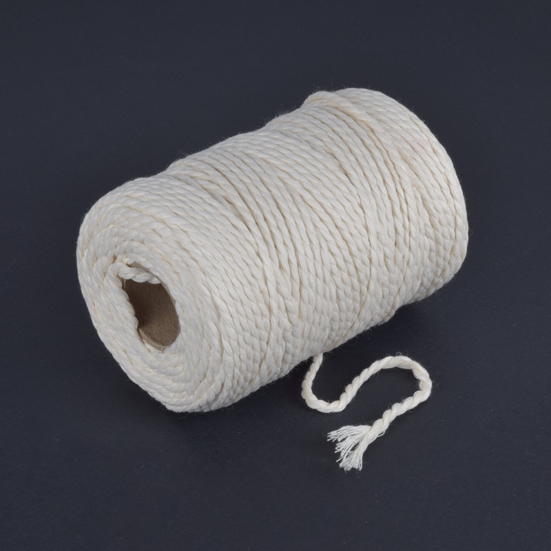 Шнур для макраме хлопковый крученый, 2,5-3 мм, Айвори (LEN-063019)