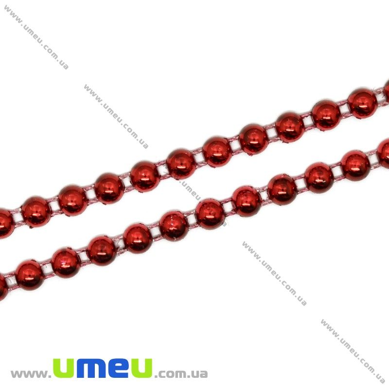 Полубусины на нити, Жемчуг, 6 мм, Красные (KAB-029846)