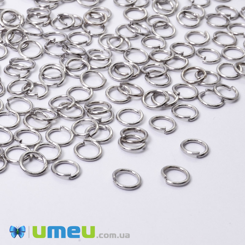 Колечки, Темное серебро, 5 мм, толщина 0,7 мм (PIN-048761)