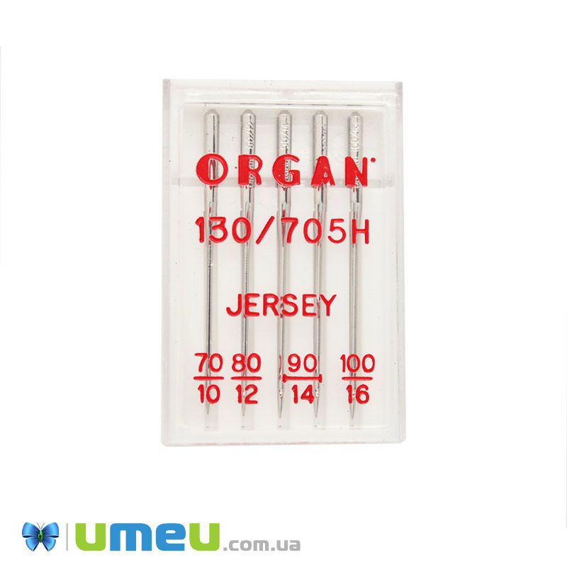 Голки ORGAN JERSEY №70-100 для побутових швейних машин, 5 шт (SEW-047610)
