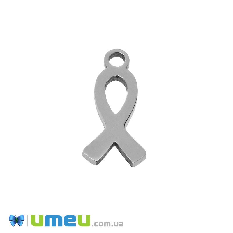 Подвеска из нерж. стали Ленточка, 14,5х7 мм, Темное серебро (STL-049171)